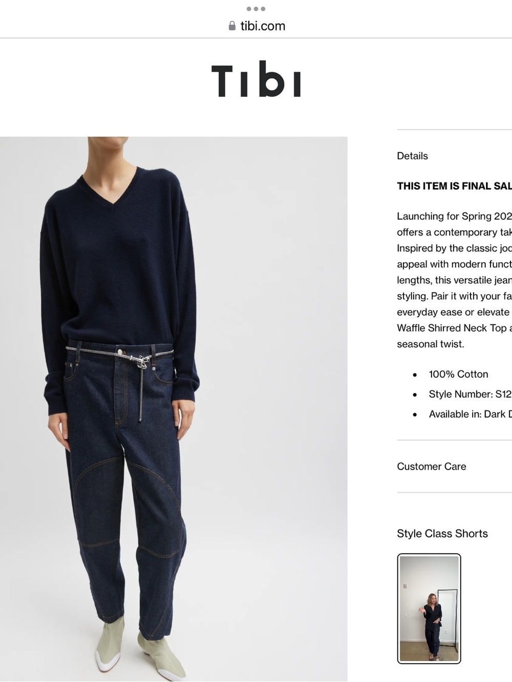 Tibi Dark Indigo denim - Picture 2 of 6